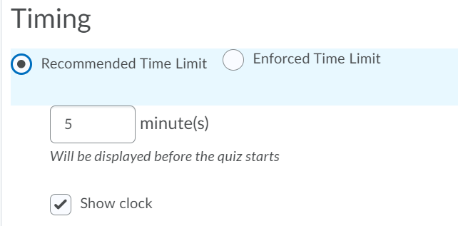 recommended time limit settings