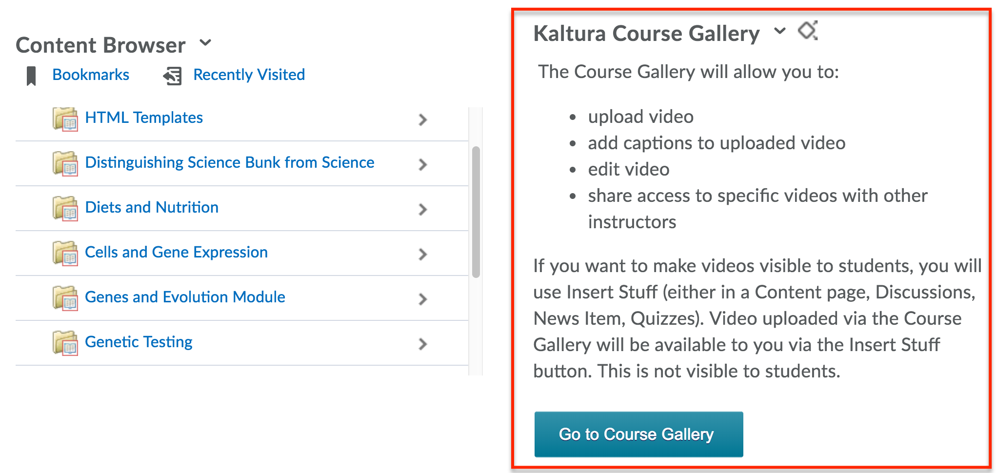 Course Gallery widget is now present on your Course homepage.