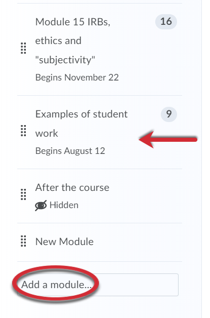 Create a new module or select an existing module.
