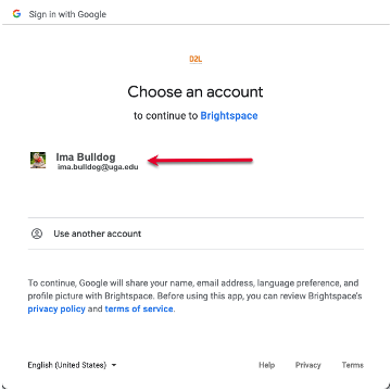 Choose your Google account and login