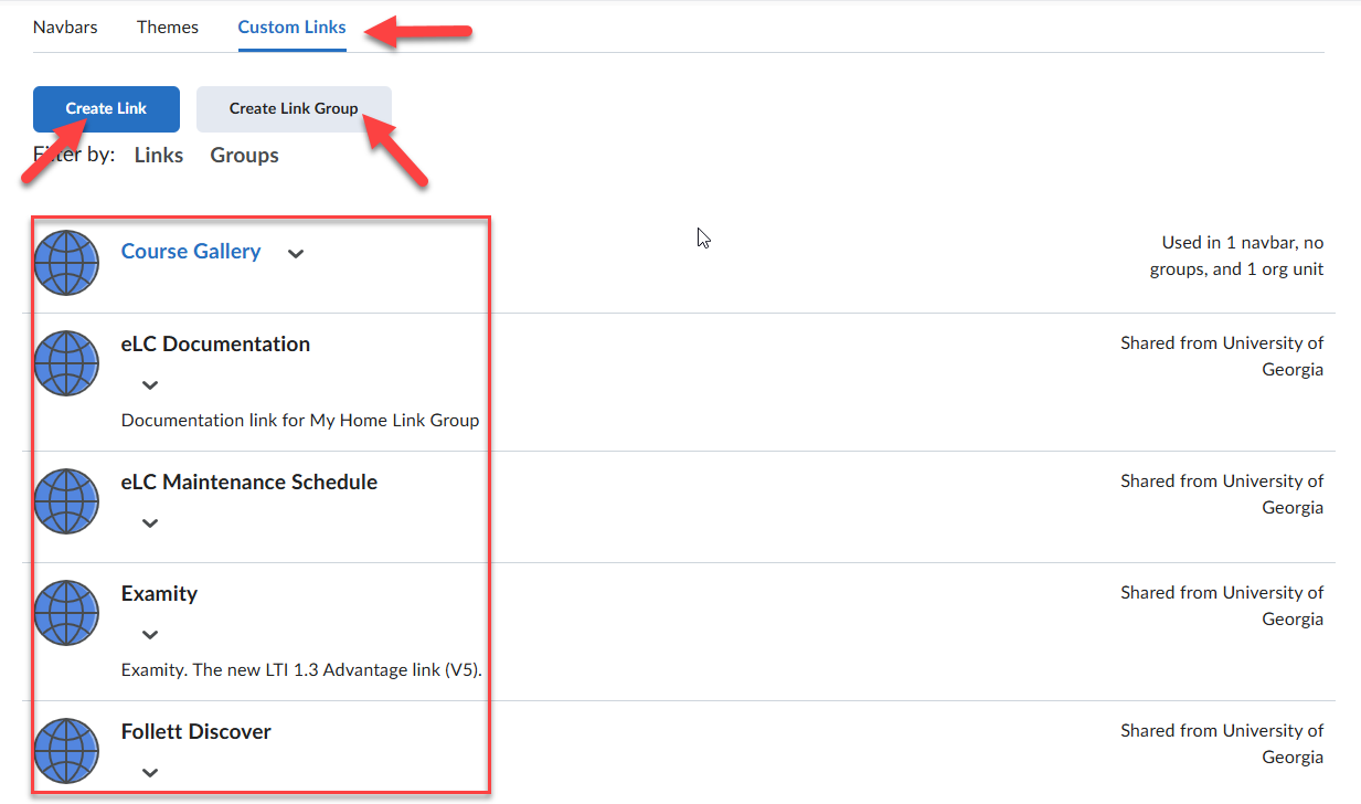 Screenshot of the Navbar editing feature for creating dropdown menus.