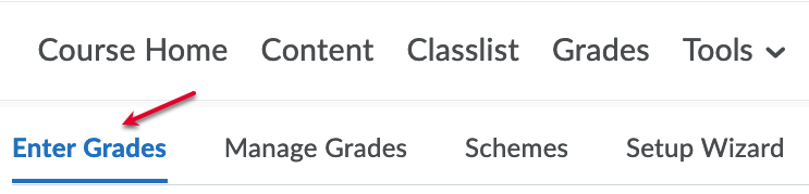 click on Enter Grades