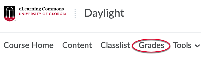 Select Grades from the course navbar.