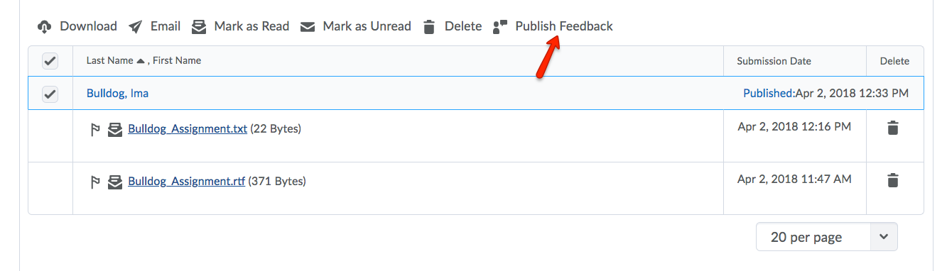 Click Publish Feedback.