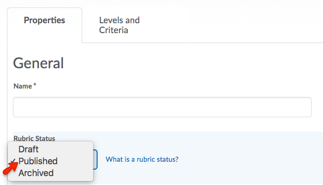 If you wish the use the rubric immediate, set the Rubric Status to Published.