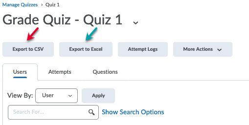 Select Export to CSV or Export to Excel