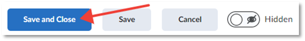 Save and close, save, and cancel options.