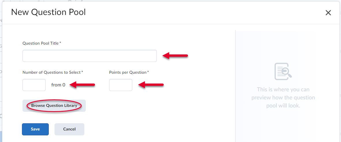 Question Pool Information Modal