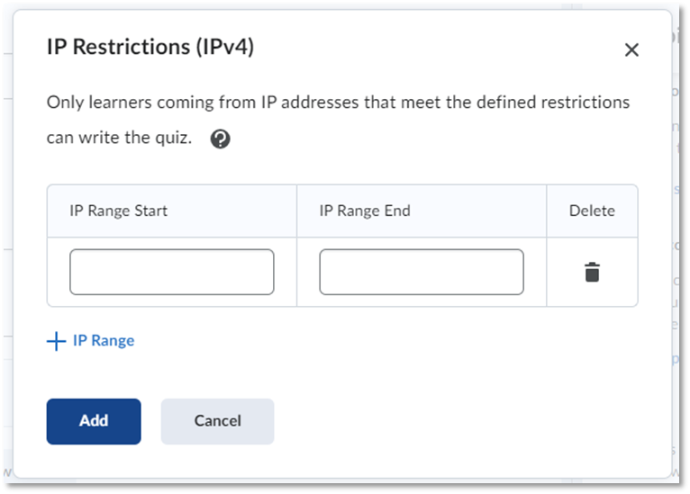 IP restriction modal
