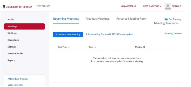 List of zoom meetings in the account