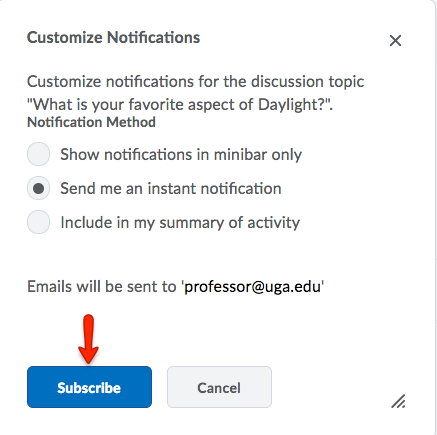 Custom Notifications pop-up window