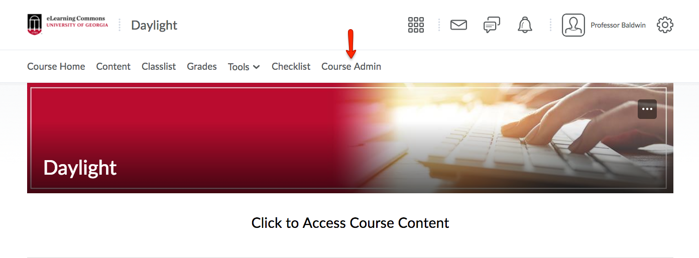 Click Course Admin.