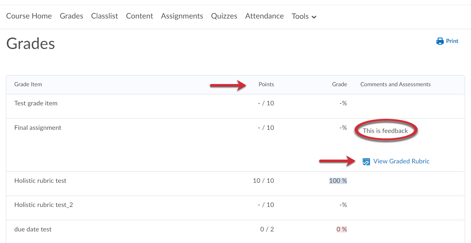 Gradebook visual