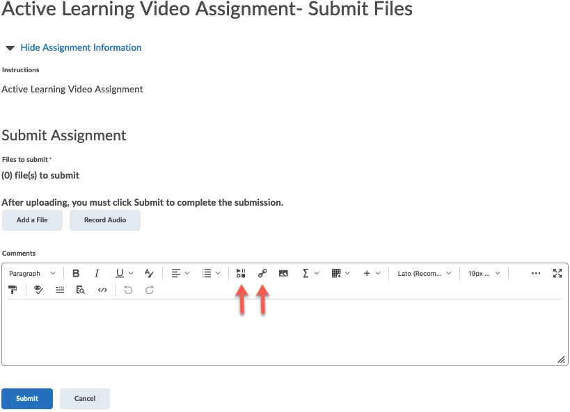 Video Assignment dropbox