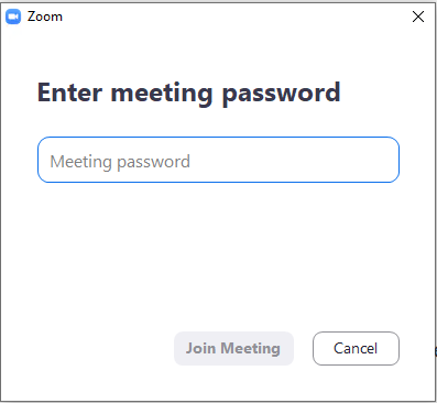 Entering a Zoom meeting password in the Zoom app