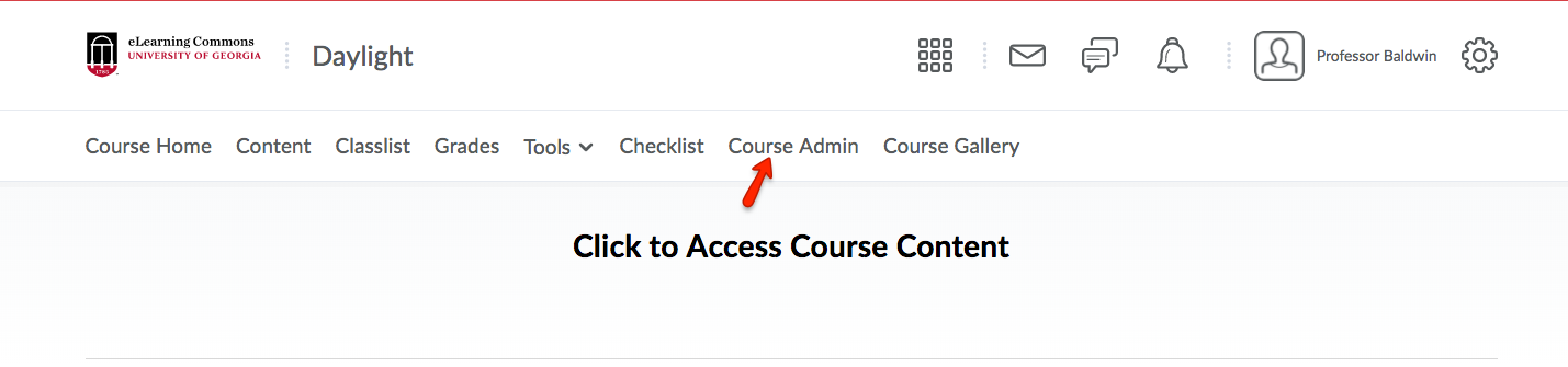 Select Course Admin from the course navbar.