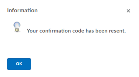 Confirmation code sent