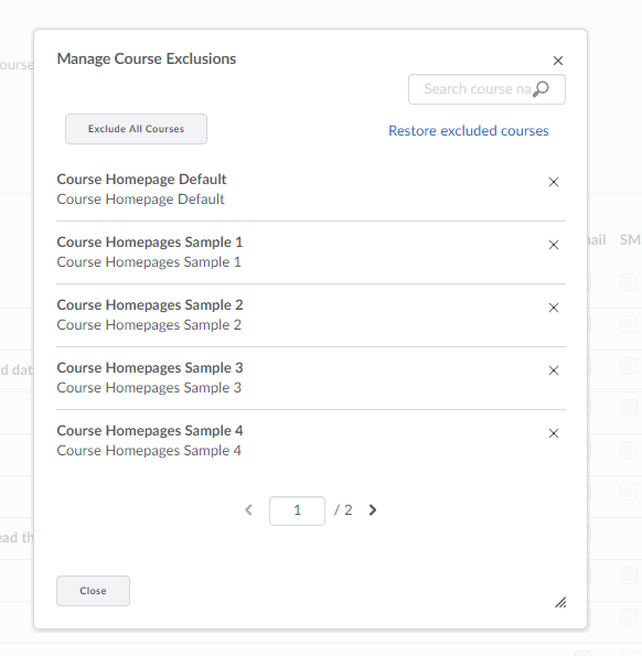 course exclusions